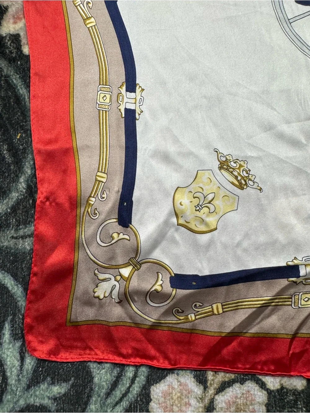 Classic Red & White Carriage Print Silk Scarf